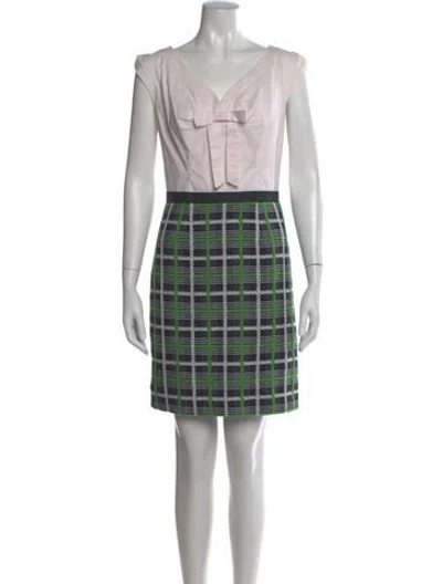 Pre-owned Milly Plaid Print Mini Dress In Black