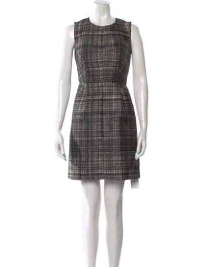 Pre-owned Milly Plaid Print Mini Dress In Black