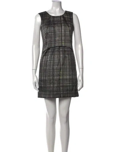Pre-owned Milly Plaid Print Mini Dress In Black