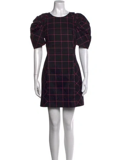 Pre-owned Milly Plaid Print Mini Dress In Black