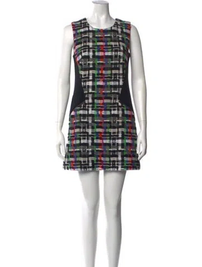 Pre-owned Milly Plaid Print Mini Dress In Black