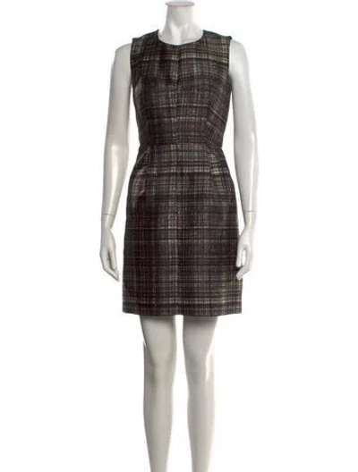 Pre-owned Milly Plaid Print Mini Dress In Black