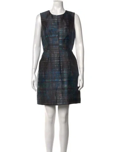 Pre-owned Milly Plaid Print Mini Dress In Blue