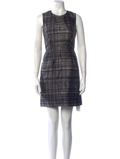 Pre-owned Milly Plaid Print Mini Dress In Neutrals