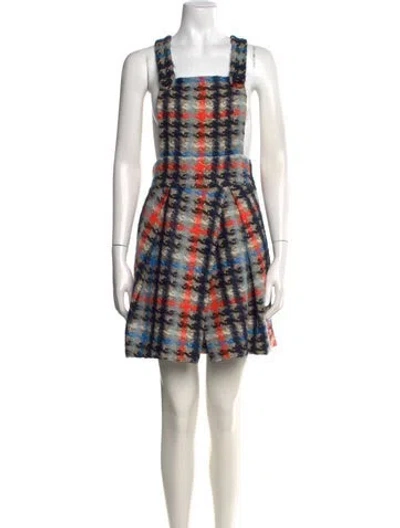 Pre-owned Milly Plaid Print Mini Dress W/ Tags In Neutral