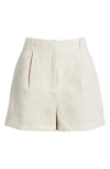 Milly Pleated Linen & Cotton Shorts