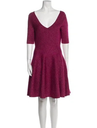 Pre-owned Milly Plunge Neckline Knee-length Dress In Pink