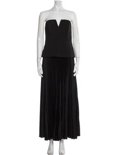 Pre-owned Milly Plunge Neckline Long Dress In Black