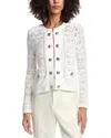 Milly Bubble Pointelle Knit Jacket In White