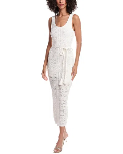 Milly Pointelle Knit Midi Dress In White