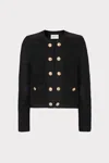 Milly Pointelle Textured Knit Jacket In Black