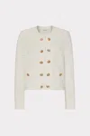 Milly Pointelle Textured Knit Jacket In Ecru