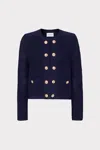 Milly Women's Pointelle Textured Knit Jacket In Navy