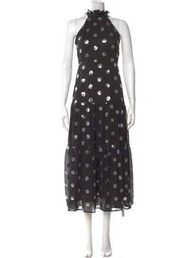 Pre-owned Milly Polka Dot Print Long Dress In Black