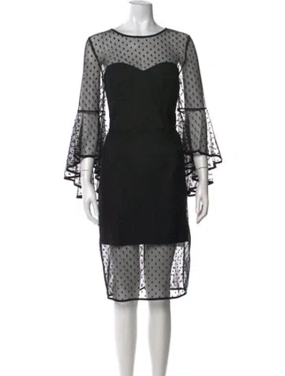 Pre-owned Milly Polka Dot Print Midi Length Dress In Black