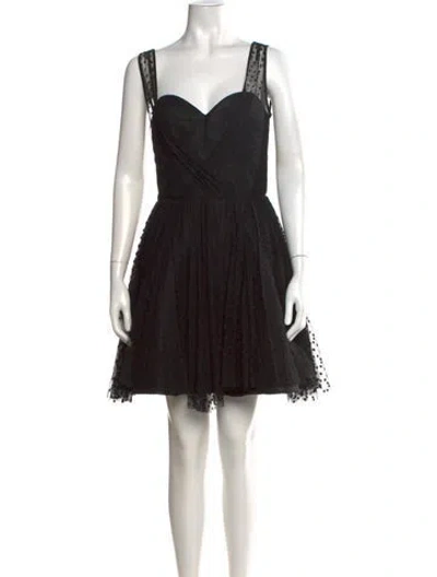 Pre-owned Milly Polka Dot Print Mini Dress In Black