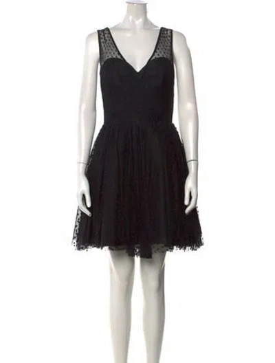 Pre-owned Milly Polka Dot Print Mini Dress In Black