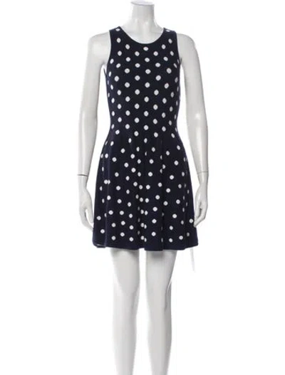 Pre-owned Milly Polka Dot Print Mini Dress In Blue