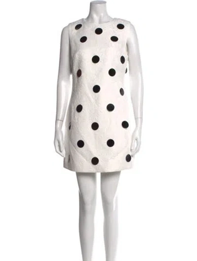 Pre-owned Milly Polka Dot Print Mini Dress W/ Tags In White