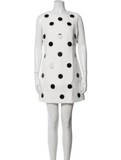 Pre-owned Milly Polka Dot Print Mini Dress W/ Tags In White