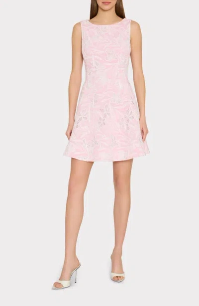 Milly Illy Poppy Embroidered Mini Dress In Pink