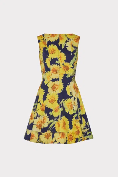 Milly Poppy Sunflower Poplin Mini Dress In Green