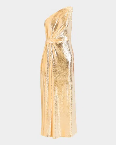 Milly Porsha One-shoulder Sequin Maxi Dress In Multi