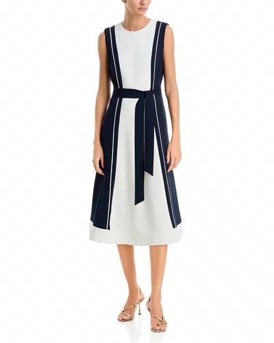 Milly Presley Colorblock Belted Midi Dress In White