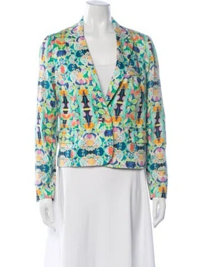 Pre-owned Milly Printed Blazer In Blue