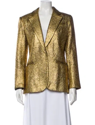 Pre-owned Milly Printed Blazer In Gold