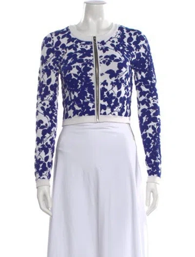Pre-owned Milly Printed Crew Neck Sweater In Blue