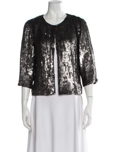 Pre-owned Milly Printed Evening Jacket In Gray