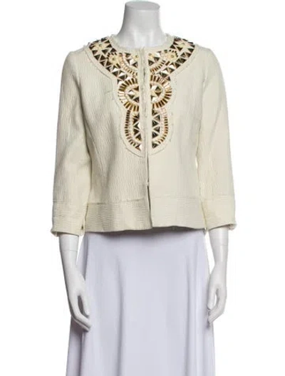 Pre-owned Milly Printed Evening Jacket In Neutral