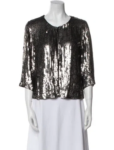 Pre-owned Milly Printed Evening Jacket In Silver