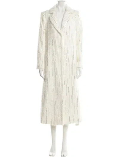 Pre-owned Milly Printed Faux Fur Coat W/ Tags In White