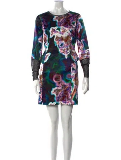 Pre-owned Milly Printed Knee-length Dress In Black