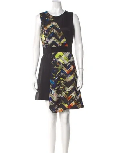 Pre-owned Milly Printed Knee-length Dress In Black