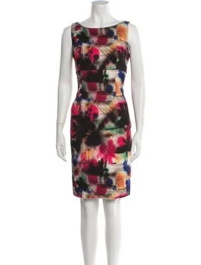Pre-owned Milly Printed Knee-length Dress In Black
