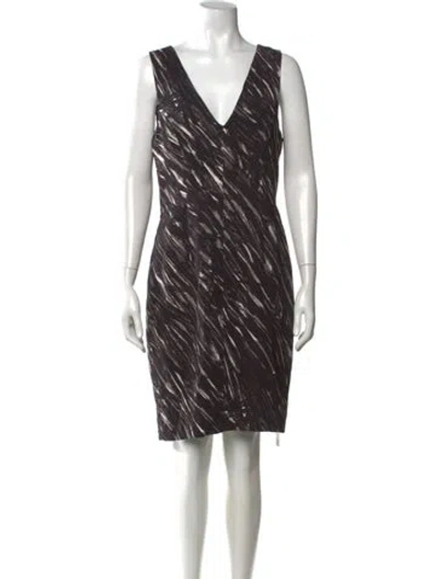 Pre-owned Milly Printed Knee-length Dress In Black