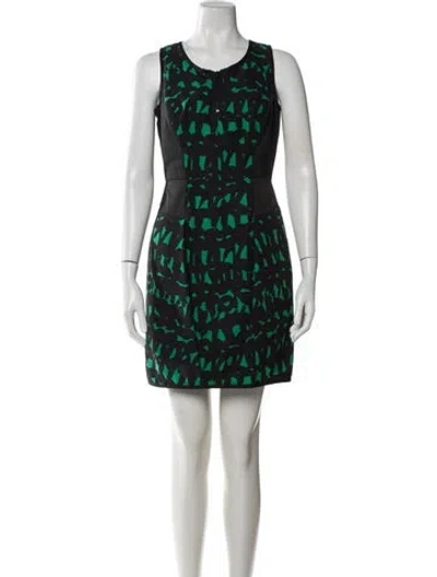Pre-owned Milly Printed Knee-length Dress In Black