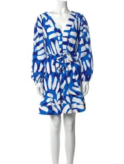 Pre-owned Milly Printed Knee-length Dress In Blue