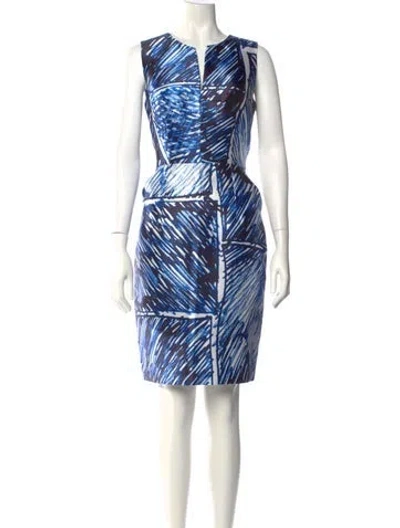 Pre-owned Milly Printed Knee-length Dress In Blue