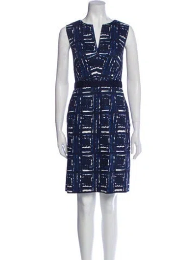 Pre-owned Milly Printed Knee-length Dress In Blue