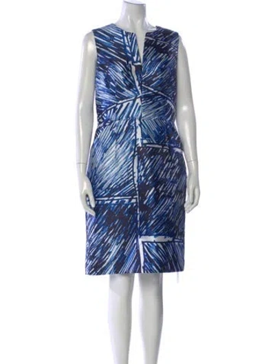 Pre-owned Milly Printed Knee-length Dress In Blue