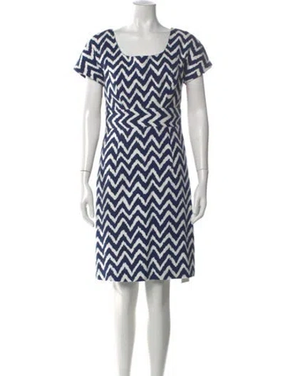 Pre-owned Milly Printed Knee-length Dress In Blue