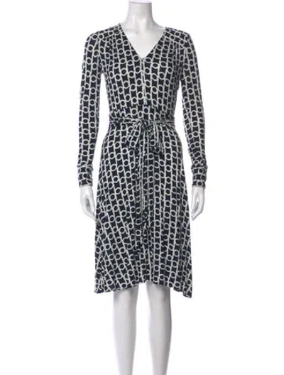 Pre-owned Milly Printed Knee-length Dress In Blue