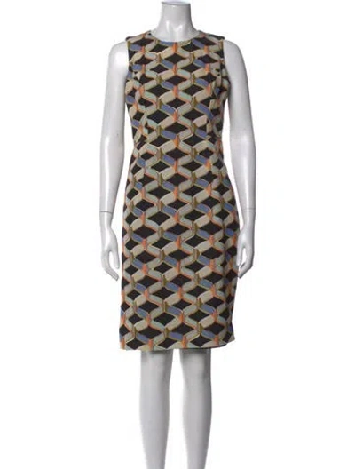 Pre-owned Milly Printed Knee-length Dress In Blue