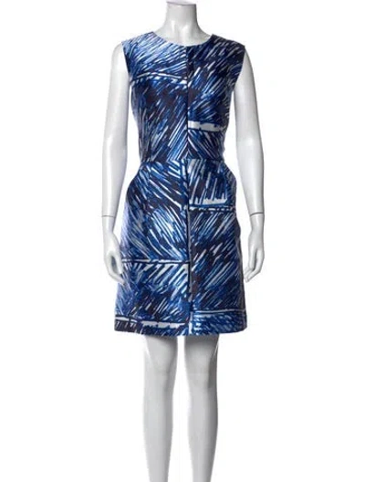 Pre-owned Milly Printed Knee-length Dress In Blue