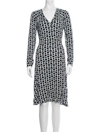 Pre-owned Milly Printed Knee-length Dress In Blue