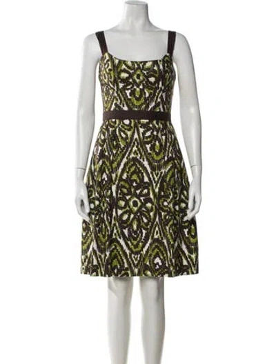 Pre-owned Milly Printed Knee-length Dress In Brown